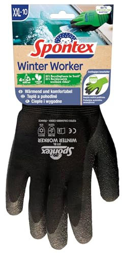 Spontex Winter Worker Arbeitshandschuh, für grobe Arbeiten bei Kälte, aus recycelten PET-Flaschen, Größe XXL, 1 Paar, Farbe nicht frei wählbar