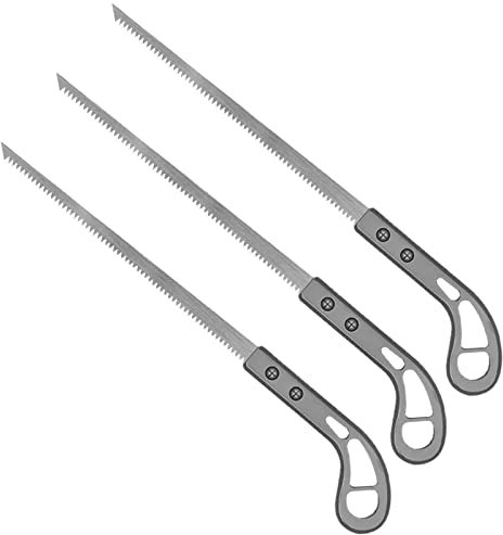 Scie à main pour coupe fine du bois – Lot de 3 scies à bois avec lame tranchante en acier au manganèse – Petite scie à pour le camping, le jardinage, la chasse, la coupe du bois, le travail du