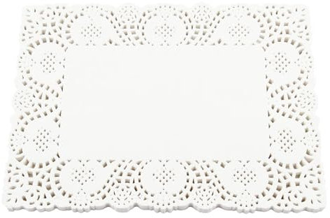 Cncedi 100PCS White Lace Rectangle Paper Doilies - 27 x 21cm/10.6 x 8inch, for Buffet Cake Fried Food Party Wedding Tableware Decoration
