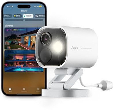 Aqara 4MP Camera Hub G5 Pro PoE, True Color Night Vision Security Camera Outdoor Wired, HomeKit Secure Video, Thread Border Router, Local Detection, Thread/Zigbee, Supports Alexa, Google, White