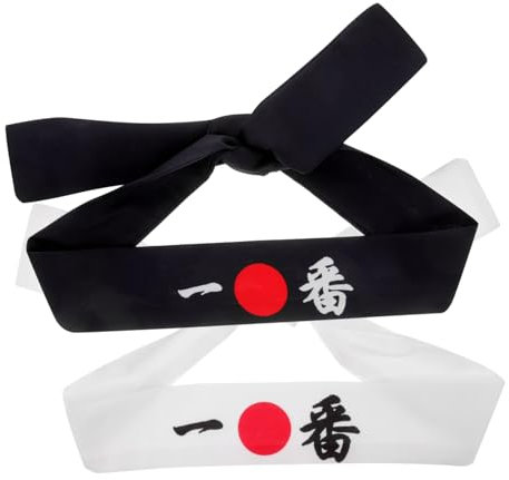TOVINANNA 2 Pièces Foulard De Assiette à Sushis Bandeau Ninja Uniforme De Chef De Sushi Bandeau Japon Chapeau De Chef Hibachi Assiettes à Sushis Trousse à Sushis Coton