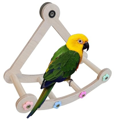 lisutupode Balançoire pour perroquet - Hamac rotatif en bois sûr - Jouets amusants pour oiseaux - Accessoires pour cage de perroquet pour calopsitte, conure, perruche