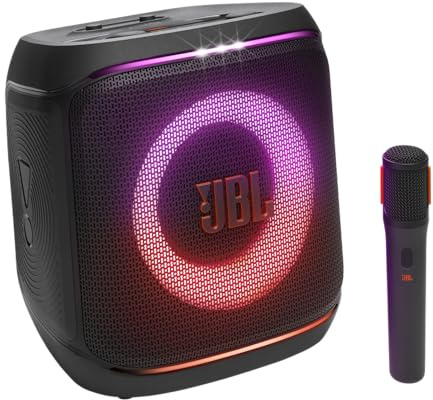 JBL Partybox Encore 2, altavoz inalámbrico bluetooth para fiestas, con micrófono, 15h de autonomía, resistente a salpicaduras, sonido JBL Pro y AI Sound Boost, compatible con Auracast, negro