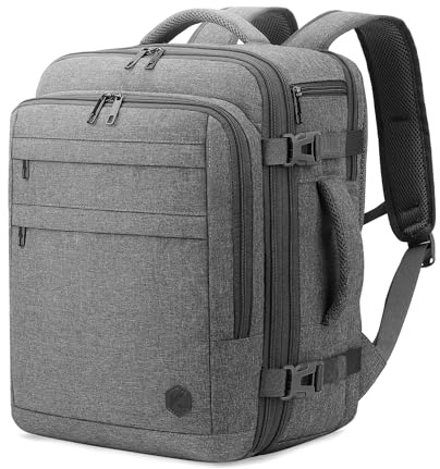 VANKEV Eurowings Ryanair EasyJet Wizz Air Handgepäck Erweiterbar 40x30x20 bis 40x30x25, 24L bis 30L, Sitzunter Rucksack für Reisen passt zu 15,6 Zoll Laptops grau