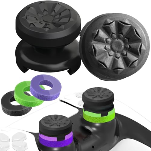TEUVO Joystick Thumbstick Grips para PS5 PS4 Mando, 2 Silicona Tapas Thumbstick + 3 Joystick Anillos Esponja Asistencia Control ps5 Objetivo Asistir Compatible con Joystick PS5 PS4 Accesorios 5 PZS