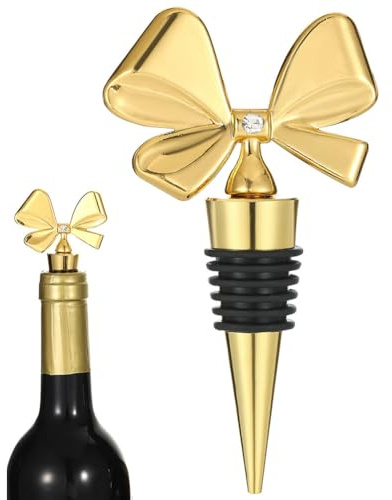 MEZHEN Flaschenverschluss Schleife Sektflaschenverschluß Weinverschluss Verschluss Weinflasche Flaschenstöpsel Geschenk für Weinliebhaber Geschenk-Box Bottle Stoppers Gold Weinflaschenverschluss
