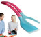Anloximt Silicone Flipper Spatula - 2 in 1 Toaster Tong - Ergonomic Handle Kitchen Gadget for Breakfast Fish BBQ Toast Omelette Bread Pancake