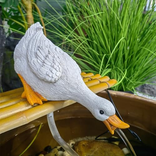 WNYAILLL Décor de Jardin Cracheur d'étang Koi, Miniatures Paysage Extérieur Fontaine Pulvérisateur Sculpture, Cascade Aménagement, pour Embellir Et Espaces Extérieurs(White)