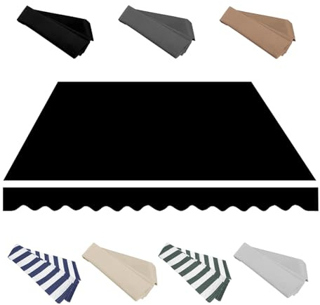 Telo di Ricambio per Tende Parasole Retrattile a Braccio da 2.0m 2.5m 3.0m 3.6m 4m 5m, Tende da Sole a Bracci Estensibili per Balcone Esterno Patio Esterno(Nero,200x150cm)
