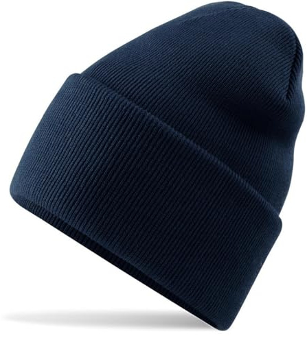 Hatstar Wintermütze | Unisex | Damen Cuffed Beanie Herren Feinstrick Mütze mit breiter Krempe | Warme Strickmütze für Frauen Männer | Dick & Weich & Warm (Navy)