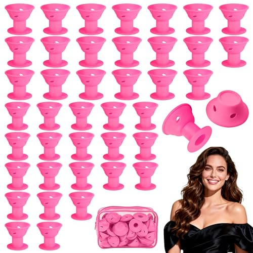 Lots 40 bigoudis en silicone,Heatless Hair Curlers - 20 Grands + 20 Petits - Facile à Mettre, Sans Arracher Les Cheveux - Pour Les Cheveux Courts et Longs