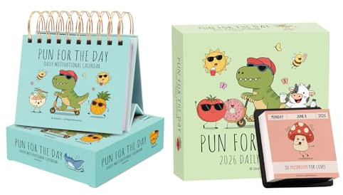 2026 Pun-ny Motivational Desk Calendar, Daily Tear-Off Pun of The Day Jokes & Inspirational Quotes, Fli-p Perpetual Table Decoration, For Home Office, Gift For Friends Coworkers