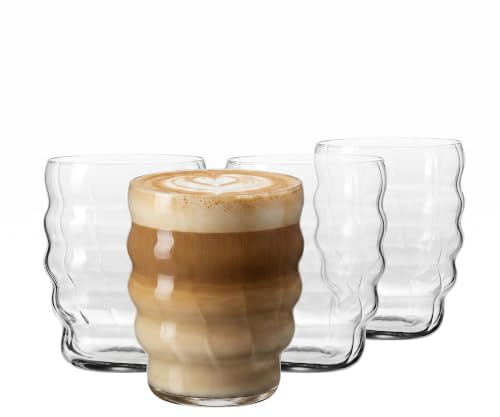 KROSNO Bicchieri da caffè per latte, cappuccino e latte macchiato, set da 4, 440 ml, collezione Coffee Moments – Cristallo senza piombo – Eleganti bicchieri per bevande, lavabili in lavastoviglie