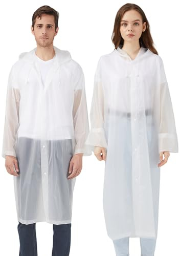 UPSEN Rain Ponchos for Adults, Reusable Raincoats for Women Men, 2 Pack Emergency Rain Jacket with Hood for Disney Outdoor