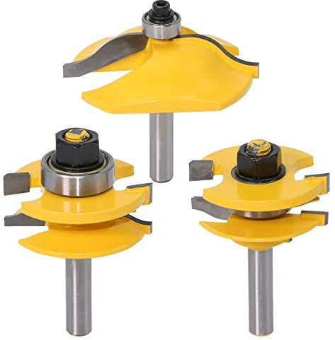 APLUS Juego de fresas de 3 piezas, Ogee Rail & Ogee Raised Panel [8 mm vástago], fresa de madera (mango de 8 mm)