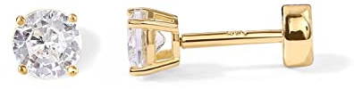 PAVOI 14K Gold Plated Solid 925 Sterling Silver Post Cubic Zirconia Stud Flat Back Earrings for Women | Cartilage Earring | Helix Piercing Jewelry | Small Stud Earrings for Women