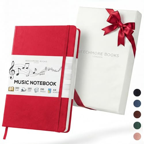Beechmore Böcker A4 musik manuskript papper anteckningsbok A4 120 GSM med presentask