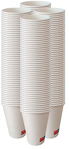 AC ALL CATERING 100 Vasos Desechables de Café Para Llevar - Vasos Cartón para Servir el Café, el Té, Bebidas Calientes y Frías (12 oz - 350 ml, Blanco)…