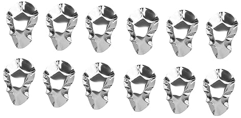 HOMSFOU Lot de 12 plats à huîtres en acier inoxydable pour la cuisson des huîtres, des coquilles d'huîtres en acier inoxydable, plateau à pain, plat à sauce soja, bol à sauce française