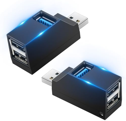 AXFEE 2-Port Mini USB 3.0 Hub Adapter, High-Speed-Erweiterung für Laptop, Flash-Laufwerke, HDD, mehr