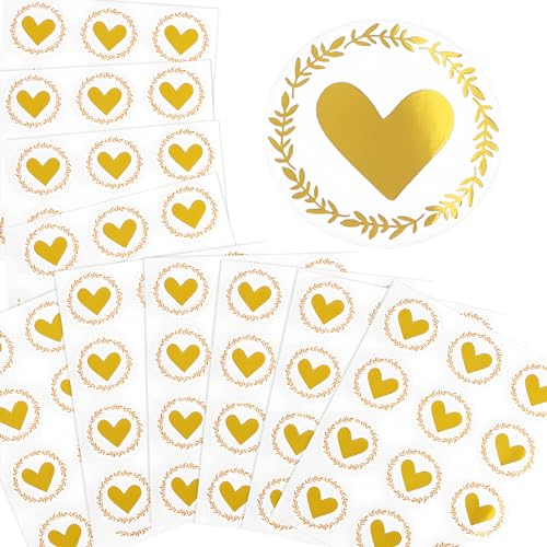 BHGT 120 Stücke 3.5cm Wachssiegel Selbstklebend Umschlag Aufkleber Herz Gold Aufkleber Hochzeit Sticker Hochzeit Briefumschlag Siegelaufkleber Liebe Herz Sticker Herz Aufkleber Valentinstag