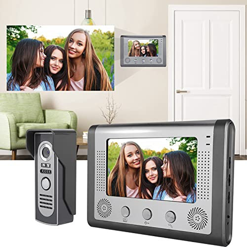 EIMSOAH Moniteur LCD TFT de 7 Pouces, Interphone Vidéo Filaire à Vision Nocturne, Sonnette de Porte, étanche IP55, 110-240V (Réglementation européenne (110-240V))