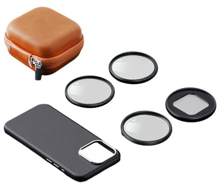 Andoer Kit de filtro de lente de teléfono de 67 mm con CPL, Astral, filtros de niebla negra, anillo adaptador magnético y funda protectora para iPhone 15 Pro Max