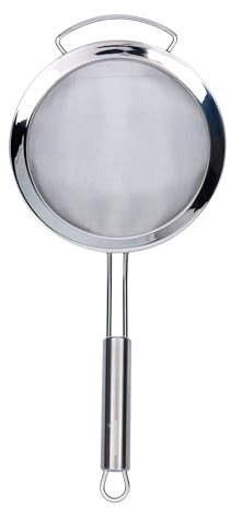 Restaurantware 17 in Stainless Steel Fine Mesh Strainer - German Standard Sieve Sifter with Ergonomic Handle, Dishwasher Safe - Reinforced Metal Food Strainer for Quinoa, Soup, Sauce, Baking