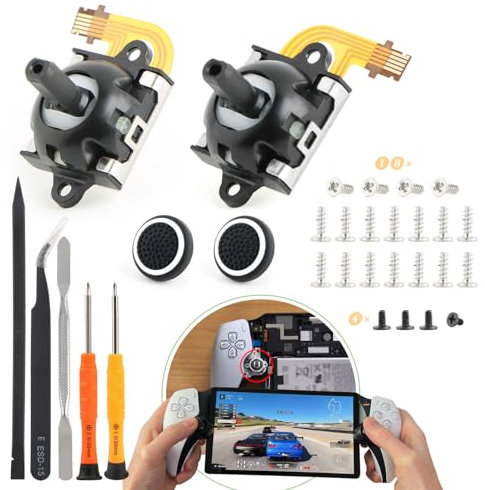 Left/Right Joysticks for PS5 Portal Hall Effect Joystick Replacement for PlayStation Portal Remote Player 3D Analog Sensor Handheld Stick ThumbSticks Console Accessories with Repair Tools(with Screws)