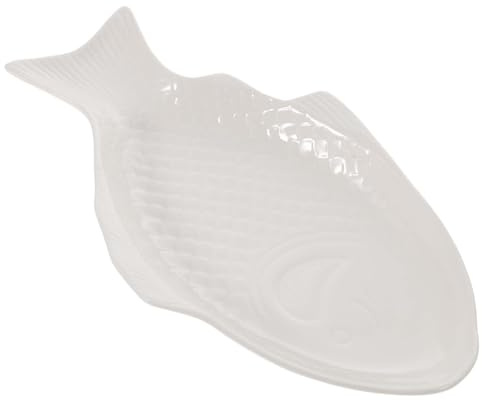 FONDOTIN Keramik Fischteller Weiß Kreative Fischform Servierplatte Aus Robustem Material Für Sushi Vorspeisen Snacks Zuhause Restaurant