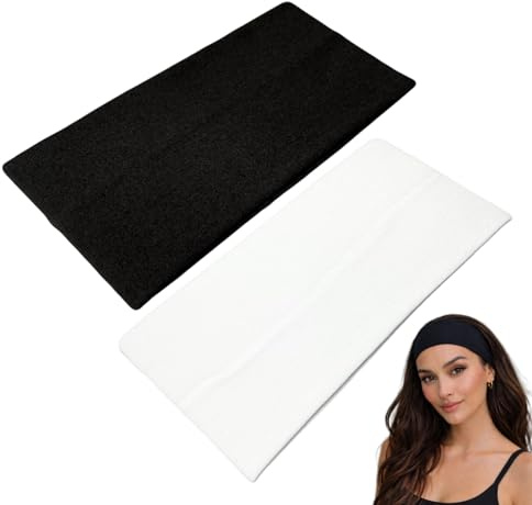 WESTEND CHOICE Extra Wide Headbands 11cm Plain Stretchy Kylie Head Band 2 Pack Unisex Bandeau Headbands for Women & Men Soft Hairbands Yoga Bandana Headband (Mixed set 1)