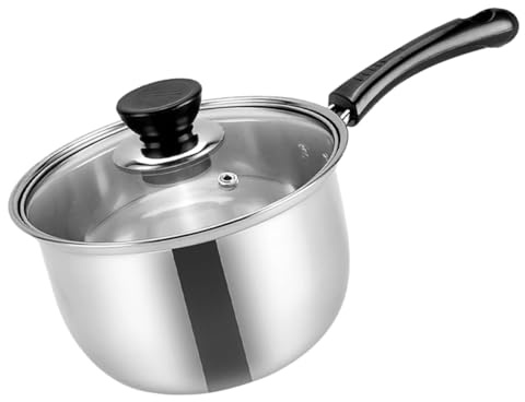 ARTSEWPLY Olla Pequeña de Acero Inoxidable con Mango Resistente al Calor y Tapa, Adecuado para Cocina de Inducción y Hornillas Cerámicas, Antiadherente y Duradera