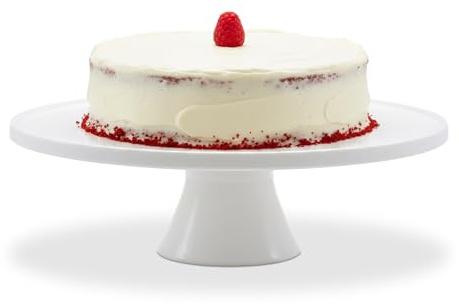 Relaxdays Piatto da torta con piedistallo, ceramica, HxD: 10 x 32 cm, piatto per torte e dolci, supporto rotondo, bianco