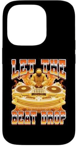 Disque de Jockey DJ Discjockey Plateau tournant années 90 Let The Beat Drop Coque pour iPhone 14 Pro