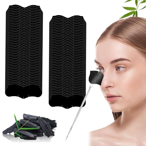 Blackhead Remover Strips for Face,80pcs Charcoa Pore Strips with Double-Head Pore Cleaner Tool,Deep Cleansing Nose Strips Blackhead for All Skin Types, Draws Out Dirt & Excess Oil
