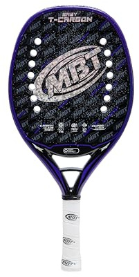 MBT Easy T-Carbon Raquette de tennis de plage en carbone et fibre de verre – Surface texturée avec super grip – EVA Soft – Légère et équilibrée – Profil 20 mm – Étui inclus