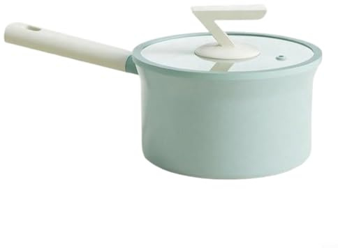 Wlinfetity kastrull med lock 18 cm 1,8 l för induktion och gas, non-stick beläggning tillverkad av aluminiumlegering, värmebeständigt handtag, blå mjölkgryta för nudlar och gröt