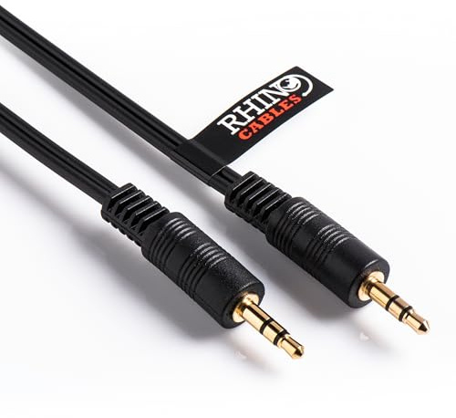 rhinocables Universal 3.5mm Jack Cable | Male to Male Aux Lead with Gold Tips for Phones, Laptops, Car Stereos & Headphones | Noise-Reducing Shielded Audio Design for Everyday Use (7.5m)