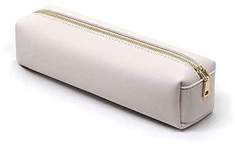 eusbon Leder Federmäppchen Mädchen Federmappe Große Kapazität Etui Stifte PU Mäppchen Schule Federtasche Jungen (Beige)