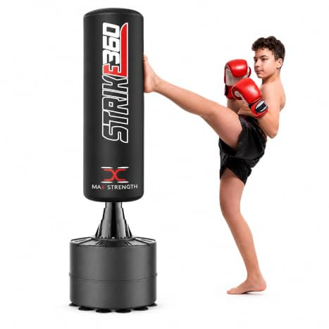 MAXSTRENGTH 4FT Free Standing Punch Bag Junior For Kids With Target Heavy Duty steady base filled with water Perfect Sparring for MMA Fitness, Boxing Kickboxing, Gym Training, Martial Arts