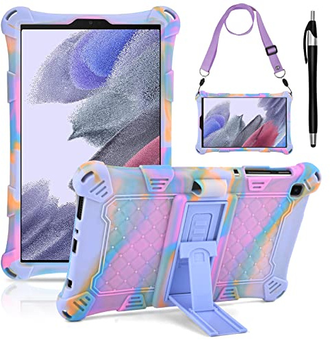 KATUMO Fodral för Samsung Galaxy Tab A7 Lite 8,7 tum (SM-T220/T225), Barnfodral för Galaxy Tab A7 Lite 8,7 tum, Silikonfodral med Penna och Axelrem