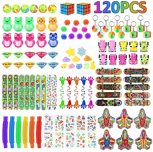 Ouinne Fidget Toys Set, Pinata Geschenktüten Kindergeburtstag, 120 Artikeln Partygeschenk Enthält Zauberblock, Schnapparmbänder und Geschenktüten, Perfekt als Party Mitgebsel und Give Aways