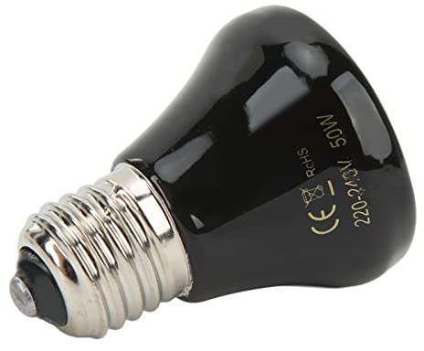 Greensen Mini Lampada Riscaldante a Infrarossi per Rettili, Lampada Riscaldante in Ceramica per Riscaldamento Continuo 24 Ore, Infrarossi Naturali, Adatta per Lucertole, Rettili (da 50 W)