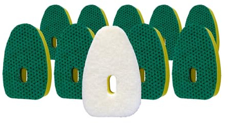 Smilyeez Grön prickig slitstark skrubbsvamp påfyllning för skrubba pappa maträtt pappa (10-pack) Pappa påfyllningar – maträtt pappas ersättningshuvud perfekt för diskmaskin och köksrengöring