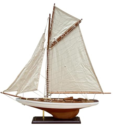 Thorness Fully Rigged Lulworth Model Yacht | 65cm (L) x 72cm (H) | Nautical Ornament | Sailboat Model | Lulworth Sailing Ship Model | Fully Assembled Model Boat Ready for Display