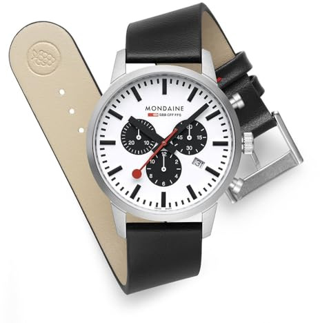 Mondaine Orologio analogico al quarzo da uomo con cinturino in plastica MSD.41410.LBV, argento, cinghia
