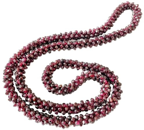 Granat Rhodolith Edelstein Halskette geflochten rot