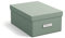 BIGSO KARIN kleine Aufbewahrungsbox mit Deckel – stabiler Organizer aus Faserplatte und Papier in Leinenoptik – praktische Faltbox mit Etikettenrahmen für extra Stauraum – mintgrün