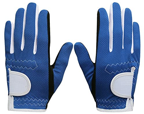 QUYNAGER Golfhandschuhe 1 Pair Golfhandschuhe Kinder Junior Kinder gelassene rechte Hand Regen Griff 3D Leistung Mesh rutschfeste Micro Weiche Faser Golfhandschuh (Color : Blue, Größe : S)