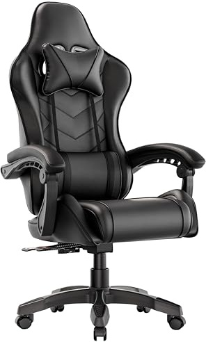 Blisswood Gaming Chair, Ergonomic Racing Gaming Chair for Adults with Lumbar Support, Heavy Duty Recliner Chair upto 150Kg Weight Capacity Swivel Chair (Black)